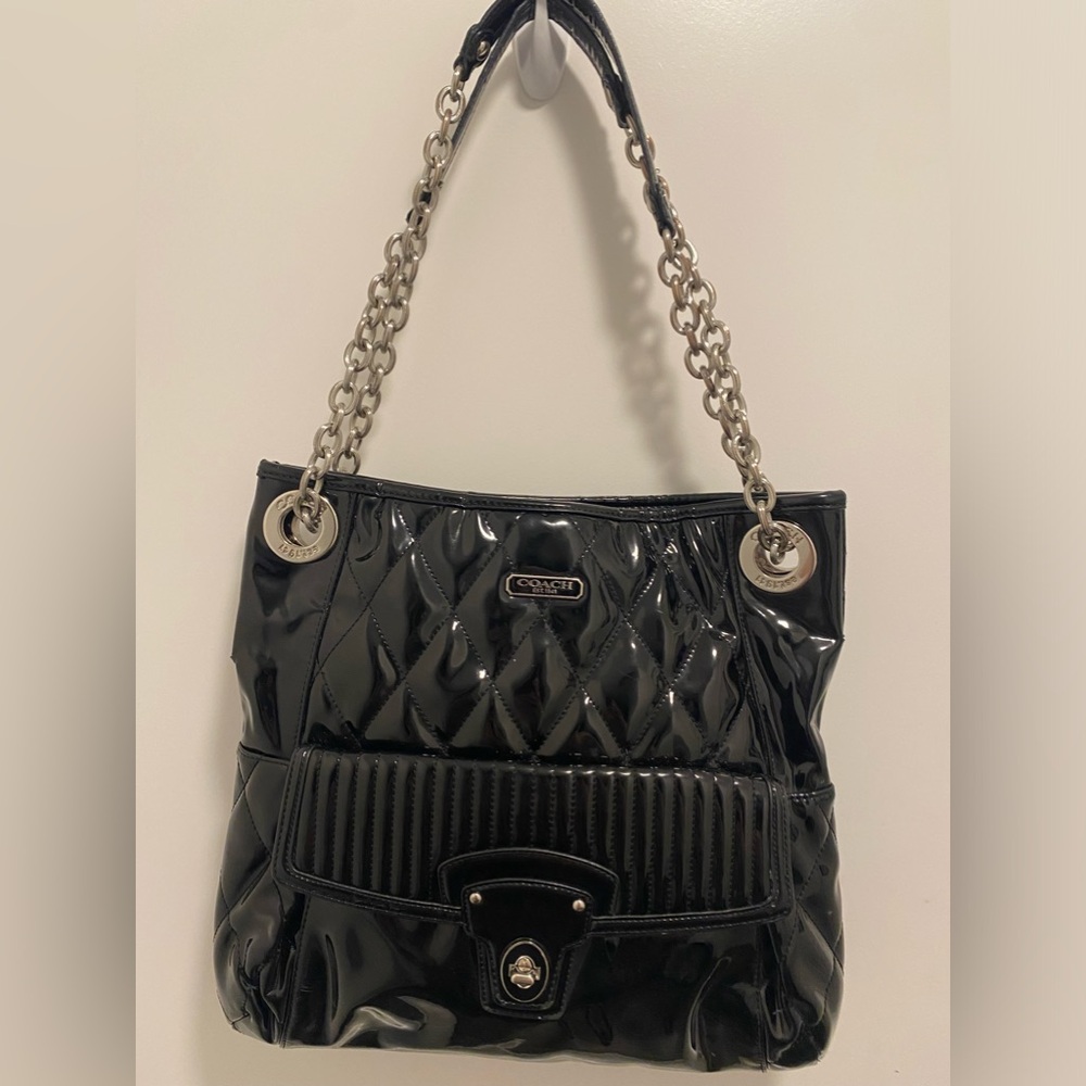 Coach Black Patent Leather Tote